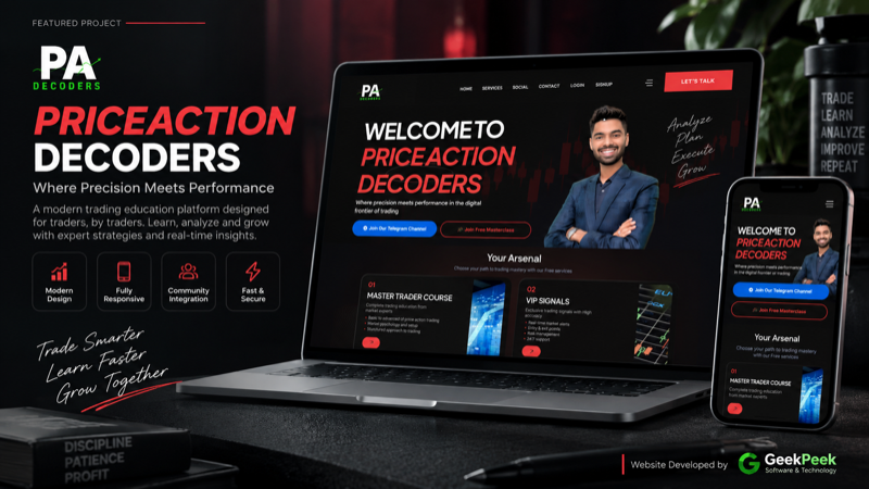Price Action Decoders website - built by GeekPeek
